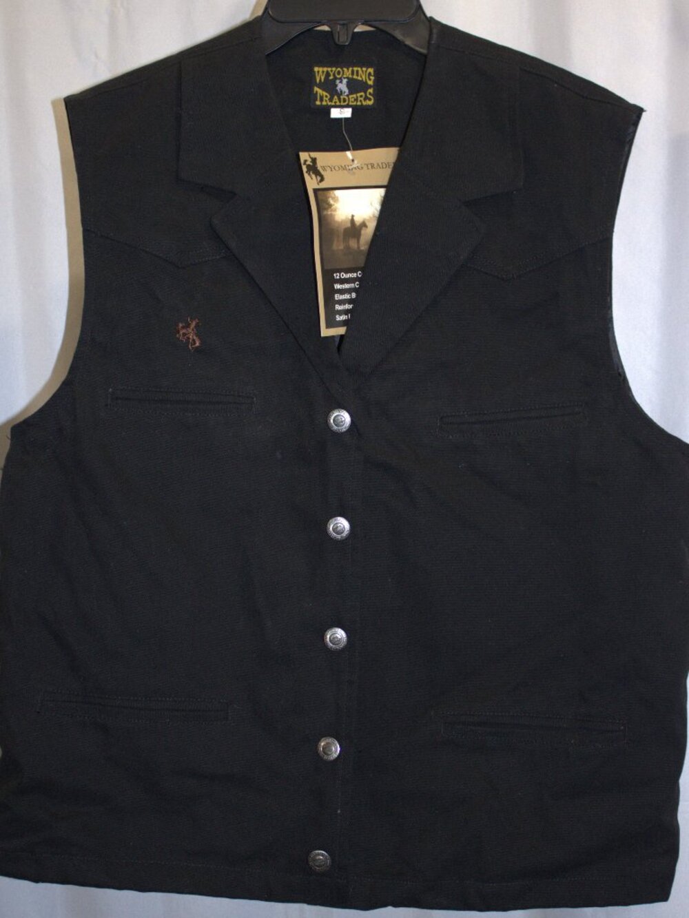 Wyoming Traders Women S Black Canvas Vest Western Ranch Workwear Utility NEW